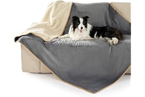 ‎LE SURE Lesure wasserdichte Hundedecke Grosse Hunde - 152x127cm Outdoor Hundedecke waschbar, Hundedecke Sofaschutz aus Sherpa Fleece, Katzendecke flauschig und weich, Grau