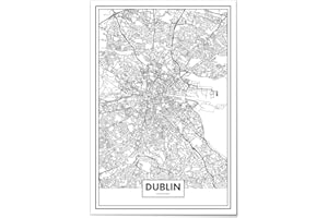 Panorama Mapa plakatowa Dublin 20 x 30 cm - Wydrukowano na plakacie - plakaty w stylu vintage sztuka ścienna - czarno-białe obrazy - plakat mapa miasta dekoracja - druk artystyczny nowoczesny na ściany