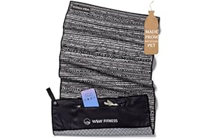 WOODSANDWAVES Fitness Handtuch mit Design, Tasche & extra starkem Magnet - das ideale Sporthandtuch für Gym und Fitnessstudio | rutschfest, geruchsneutral, schnelltrocknend (125x45cm)