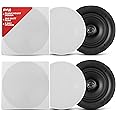 PYLE In-Wall/in-Ceiling Speaker,16.5cm Dual Stereo Speakers, 200 Watt, 2-Way Full Range, Flush Mount Design, Changeable Round & Square Grills, White (Pair)