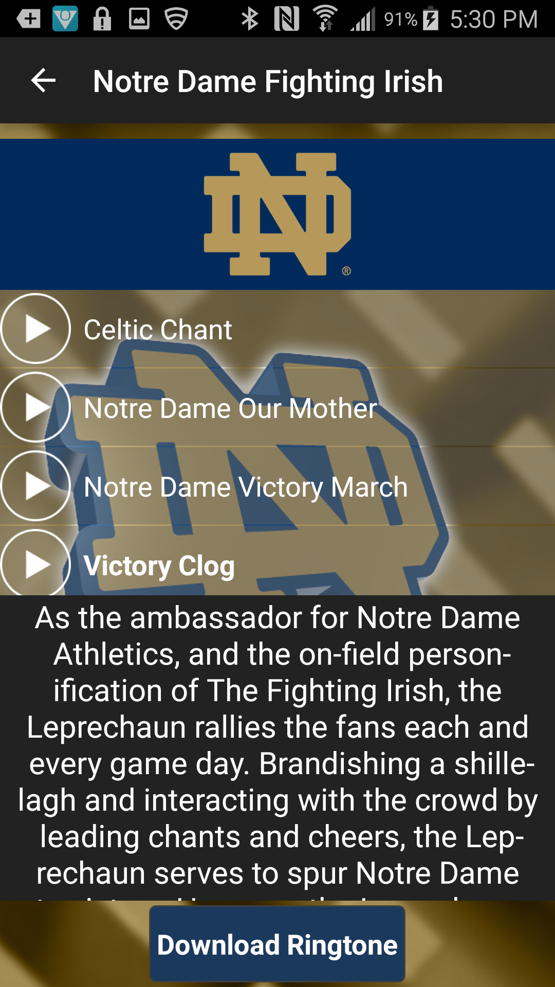 Notre Dame Ringtones Official Amazon Co Uk Appstore For Android