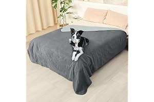 Kritter Planet Waterproof Dog Blanket for Bed, Dog Car Blanket Sofa Covers Furniture Protector for Bed Couch Car Seat, Comfortable Washable Reversible Leak Proof Pet Throw Blanket, 203 x 229 cm Grey