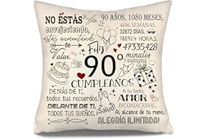 AOSUMIN No estás envejeciendo estás aumentando de Valor Funda de Cojín para Cumpleaños 90 Años Mujeres Hombres Hermana Amiga Mamá Papá Tía Abuelo 90 cumpleaños Regalo 10-100 años de edad Fundas de Cojín(90-a)
