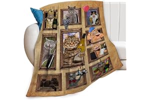 FEORAFEI Cat Wine Blanket Funny Cute Animal Print Throw Blankets for Couch Sofa Bed Stuff Decor Lightweight Soft Cozy Fleece Plush Warm Flannel Bedding Gifts for Girls Boys Kids Men Women Adults Lover 40"x50"