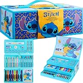 Disney Stitch Art Set for Girls with Plus 30 Pieces, Briefcase Paints for Children (Blue Stitch)