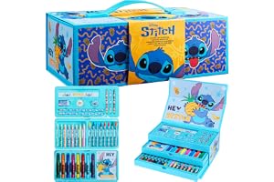 Disney Stitch Färgpennor för barn Målarpennor Kritor Konsttillbehör i konstlåda Barnfärgset 30 Plus delar Resefodral Sömgåvor