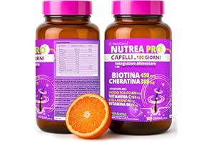 BODYBLOOMS Biotina capelli in 100 giorni NUTREAPRO® |Linea integratori per capelli con 12 vitamine per capello di cui Ferro, biotina cheratina e zinco| 100 giorni di trattamento | integratore capello donna uomo