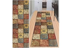 ‎BAYUE BAYUE Läufer Teppich Lang Flur rutschfest Waschbar 40X120CM,Modern Küchen Teppich Polyester Dauerhaft, Schlafzimmer Muster Carpet, für Wohnzimmer Büro Esszimmer, Anpassbar Teppichläufer Meterware