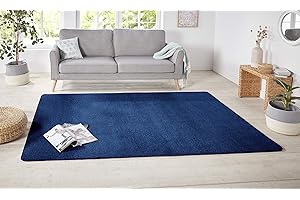 Hanse Home Nasty Alfombra de Pelo Corto Monocolor, para Comedor, salón, habitación de los niños, Pasillo, Dormitorio, Cocina, Color Azul Oscuro, 80 x 150 cm