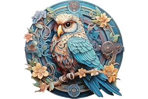 Blumuze Holzpuzzle Erwachsene 344 Stück,Weise Eule Holz Puzzle, Holzpuzzle Einzigartige Tierform Puzzleteile,Puzzle aus Tierteilen, Puzzle Holz Erwachsene mit Geschenkbox aus Holz (L-34.2 * 33.2 cm)