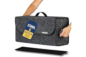 Organizer Freddy Kofferraum Organizer und Kofferraumtasche fürs Auto aus Filz mit Einlegeplatte, Klettband und Gummiband – faltbar, rutschfestes Auto Zubehör
