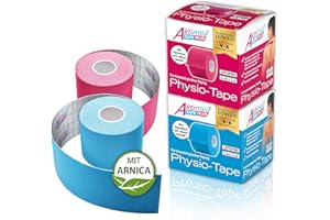 ‎AKTIMED AKTIMED Tape PLUS Kinesiologie Tape – Sporttape mit pflanzlichem Extrakt Arnica D6* – patentiertes Physiotape Dermatest „sehr gut“ – Kinesiologie Tapes elastisch & wasserfest (2er Set)