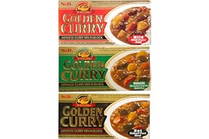 TLT FOODS - Pack S&B Golden Curry - Curry Japones en Pastilla - 220 g (3 uds Curry Suave, Medio Picante y Picante)