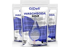 GiDeli Tvättsoda 3 x 1 kg - Rent Natriumkarbonat i Pulver - Oparfymerad | Blekning av tvätt, rengöring av tvättmaskin och avlopp, mot fett på kastruller och kakel, E 500(i)