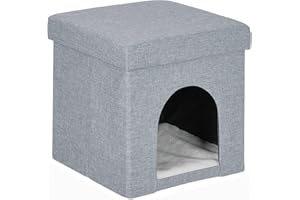 Relaxdays Casetta per Gatti, Pouf per Sedersi, HLP: 38,5x37x37 cm, Cuccia Indoor, Lettino Cani Piccoli, Grigio Chiaro