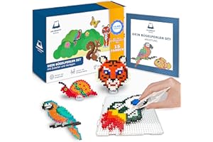 ‎HELDENGUT HELDENGUT® geliebtes Mega Bügelperlen Set mit 15 Farben [10.000 Midi Bügelperlen 5mm] - Bugelperlenset inkl. 3x Bügelperlen Platten & Vorlagen - Steckperlen Geschenk für Jungen & Mädchen