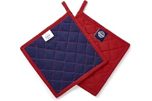 ‎ENCASA XO Encasa XO 21 cm Ofen-Mikrowellen-Topflappen (2er-Set) zum Kochen und Backen in der Küche - hitzebeständig, Schutz der Hände vor heißen Gerätschaften - Rot