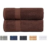 Todocama Set of 2 Shower Towels, 100% Cotton 550 gsm Extra Soft, Highly Absorbent and Quick Drying, 70 x 140 cm, Chocolate