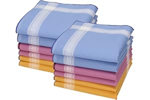 Betz 12 Stück Damen Stoff Taschentücher Set Chanelle 1 Größe 30x30 cm 100% Baumwolle