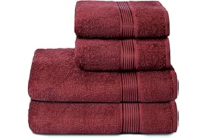 GLAMBURG Ultra Soft 4er-Pack Handtuch-Set, Baumwolle, enthält 2 übergroße Badetücher 70 x 140 cm, 2 Handtücher 50 x 90 cm, für den täglichen Gebrauch, kompakt und leicht — Burgunderrot