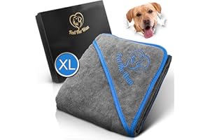 FeelTheWau Hundehandtuch extra saugfähig - Hundehandtuch für große Hunde und kleine Hunde - KUSCHELWEICH - Hunde Handtuch - Geschenk für Hundebesitzer (1er Pack 130x75cm, Grau/Blau)