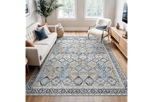 BEIMO Tappeto Salotto Vintage, Tappeti Camera Da Letto, Tappeto Estivo Salotto Antiscivolo Lavabile, Grande Tappeti Persiano per Soggiorno, Sala, Blu Navy, 160x230cm