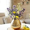 Behoma Matki Shape Metal Flower Vase for Home Decor, Traditional Embossed Metal Flower Pot for Office Table Decorations, Modern vases, Gift for Festival, 8 inches, Golden 1 Pc (Flowers not Included)