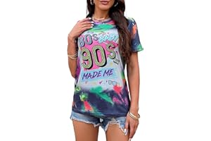 tiorhooe 80s T Shirts Women Retro 80s 90s Theme Party T-Shirt 80s 90s Fancy Dress Costume Outfits Tops