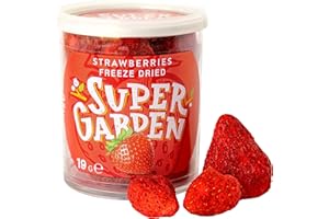 SUPERGARDEN Super Garden Fraises Lyophilisées - Collation Saine 100% Naturelle - Convient aux Végétaliens - Sans Sucre Ajouté, Additifs Artificiels ni Conservateurs - Sans Gluten