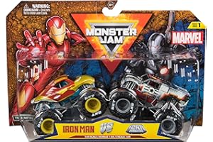 Monster Jam - Pack 2 Coches Monster Truck Marvel Oficial Escala 1:64 METÁLICOS - Modelo Aleatorio - 6070555 - Coches para Niños - Juegos Infantiles - Juguetes Niños 3 años +
