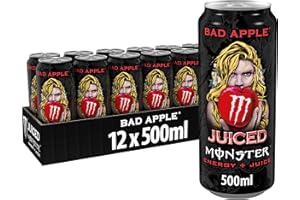 Monster Energy Juiced Bad Apple, Bebida Energética- Pack de 12 Latas de 500ml