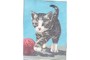 DISTRIFIL Kit Canevas Chaton et pelote de laine - 30