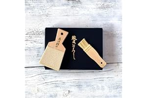 長次郎 Rallador tradicional japonés para wasabi y jengibre, fabricado en Japón (con un práctico cepillo, rallador de tamaño mediano)
