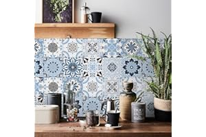 HORIWE Fliesenaufkleber Mosaik Wandfliese Aufkleber 24 Stück PVC Fliesensticker Fliesen Marokko Selbstklebende Tapete Wasserdicht Wandaufkleber für Küche,Schrank,Möbel,Tisch