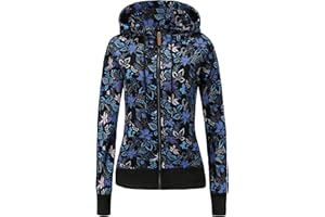 TrendiMax Sweat à Capuche Femme Pull à Capuche avec Fermeture Éclair Hoodie Imprimé pour Femmes