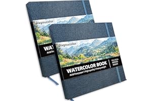 DagouColor Acquerello Sketchbook Libro, 8.5 "x8.5", 2 Pack, 24 Fogli, 300GSM Carta Colore Acquatico Pressata Freddo, Copertina Tessuto Libro per Artisti Principianti Adulti Bambini, Pittura, Disegno