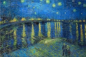 AVEJOYS Jigsaw Puzzles for Adults 1000 Piece - Starry Night Over the Rhone by Vincent Van Gogh - 27.56 x 19.69 Inch Educational Challenge