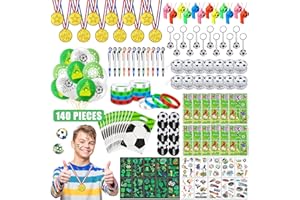 JOYBOY Football Pinata Anniversaire Garcon,140pcs Football Anniversaire Cadeau avec Ballon Football Porte Clés Medailles Bracelet en Silicone Sacs Cadeaux pour Enfant Pinata Party Faveurs