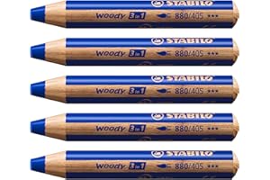 STABILO woody 3in1 - Crayon de couleur - Lot x 5 crayons de coloriage - Outremer