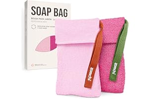 ‎ZOMCHI ZOMCHI Seifenbeutel mit unterschiedlicher Rauheit, Peeling-Seifenbeutel für Körperwäsche, schäumender Seifenhalter für Dusche, 2 Stück (Rosa)