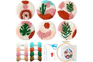 WATINC 22 Stück Craft Punch Needle Untersetzer Kit DIY Handwerk Stickerei Kit für Anfänger einfach Filz Garne Stickerei Coaster Kunst und Handwerk Needle Coaster mit Anleitung
