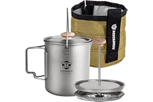 Bestargot Tasse de camping en titane avec tasse Cozy, 750 ml, pour le camping, la cafetière à café en titane, grande capacité, légère et portable
