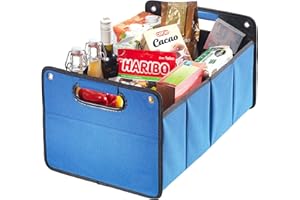 CB Präsentwerbung GmbH Kofferraumtasche aus Polyester mit stabilem Boden (blau - neutral) - Klappbox Kofferraumbox Faltbox Organizer Autobox Tasche Auto Kofferraum Zubehör