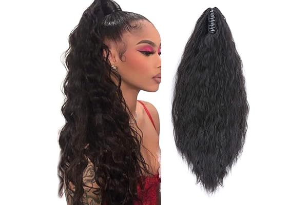 SEGO Queue de cheval bouclée avec pince en cheveux synthétiques Noir naturel 165 g