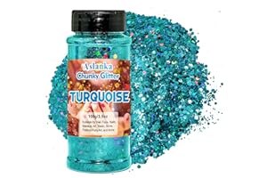 Aslanka 100g Brillo holográfico azul hielo, Purpurina Gruesa Holográfica, Chunky Glitter Flakes Paillette Brillante Decoración para Cara Maquillaje Pelo Arte Corporal Uñas y Hacer Manualidades