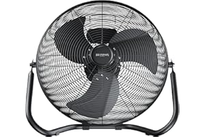 Brandson - Ventilador industrial de 57cm Ventilador de Suelo 200W Alto flujo de aire - 3 velocidades – Rejilla de protección - Diseño metal negro estilo retro - Para oficina sala de estar dormitorio