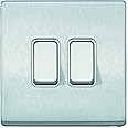 MK Aspect K24372BRCW 20A 2-Way Double Plateswitch Single Pole - Brushed Chrome