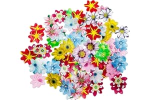 SONSMER 120pcs Edible Flowers Daisy Cake Toppers for Happy Birthday Wedding Edible Wafer Paper Rice Paper 1.6“ Cupcake Topper Decoration Mix 10 Colurs Baby Shower Wedding