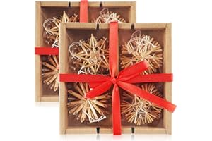 ‎COM-FOUR com-four® 24-teiliges Strohsterne Set - Christbaum-Schmuck - Stroh-Anhänger für den Weihnachtsbaum - natürlicher Christbaum-Behang - Weihnachtsdekoration - Ø 6 cm
