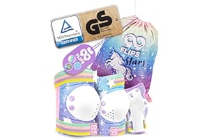 99FLIPS Protecciones Patines Niña - Rodilleras Niña - Rodilleras y Coderas Niño, Protectores Niño - Talla XS - ARCO IRIS - Patines De Hielo